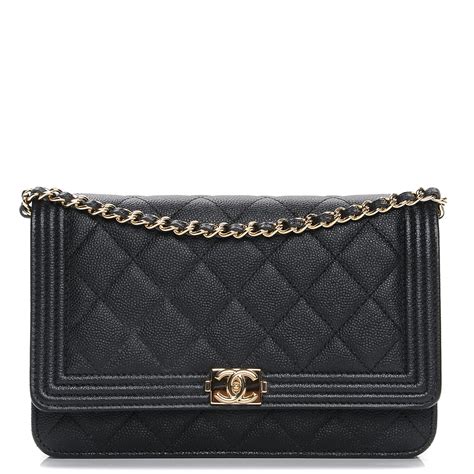 chanel boy woc black caviar|CHANEL Caviar Quilted Boy Wallet On Chain WOC .